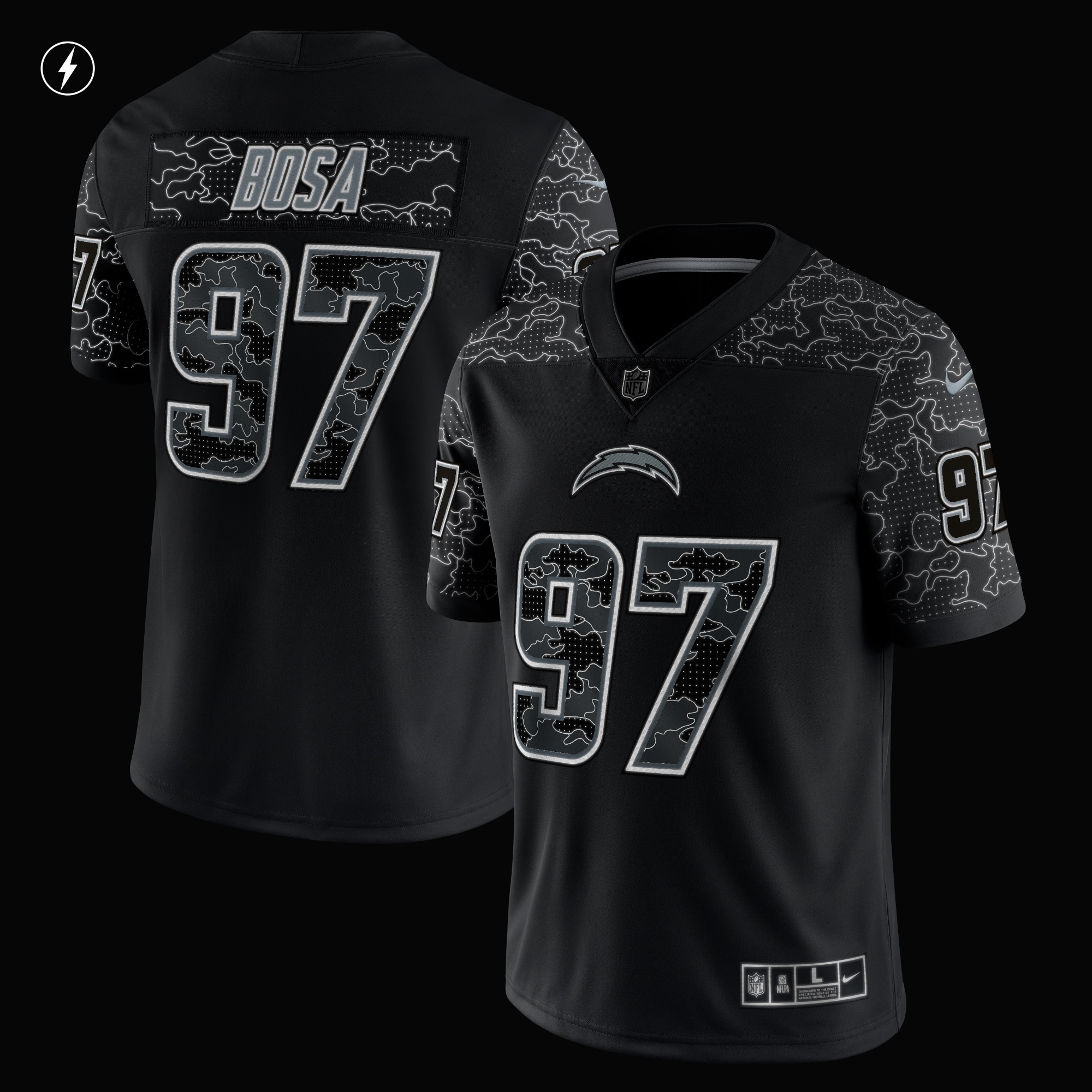 Men's Los Angeles Chargers Joey Bosa Black RFLCTV Limited Jersey