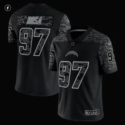 Men's Los Angeles Chargers Joey Bosa Black RFLCTV Limited Jersey 02