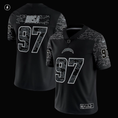 Men's Los Angeles Chargers Joey Bosa Black RFLCTV Limited Jersey 02