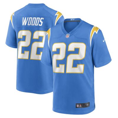Men's Los Angeles Chargers JT Woods Powder Blue Game Player Jersey 01