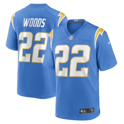 Men's Los Angeles Chargers JT Woods Powder Blue Game Player Jersey 01