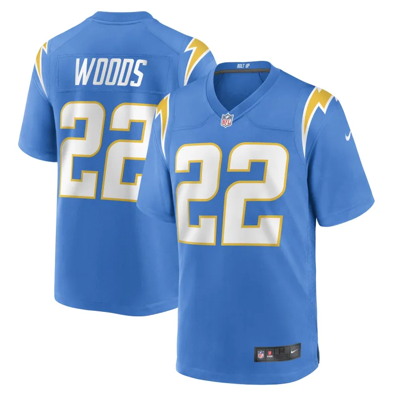 Men's Los Angeles Chargers JT Woods Powder Blue Game Player Jersey