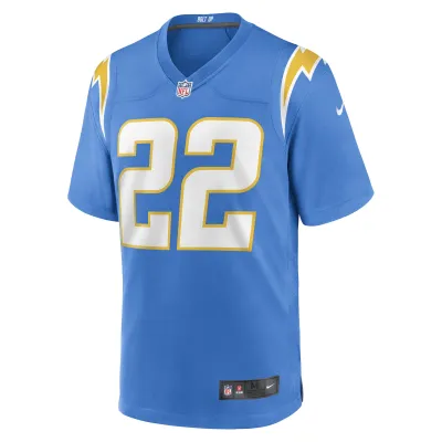 Men's Los Angeles Chargers JT Woods Powder Blue Game Player Jersey 02