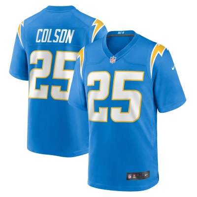 Men's Los Angeles Chargers Junior Colson Powder Blue Team Game Jersey 01