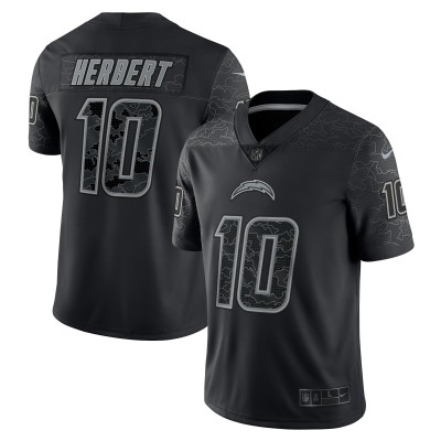 Men's Los Angeles Chargers Justin Herbert Black RFLCTV Limited Jersey 01
