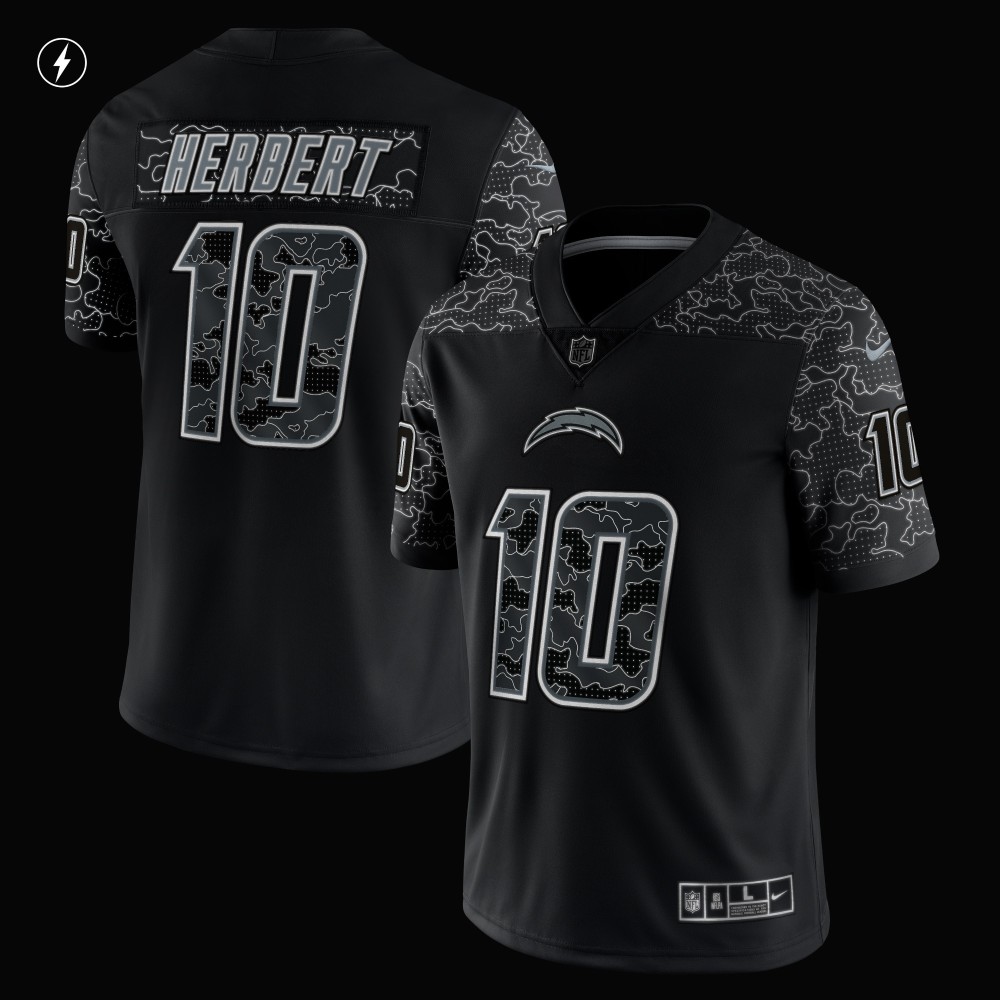 Men's Los Angeles Chargers Justin Herbert Black RFLCTV Limited Jersey