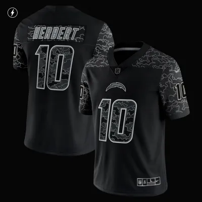 Men's Los Angeles Chargers Justin Herbert Black RFLCTV Limited Jersey 02
