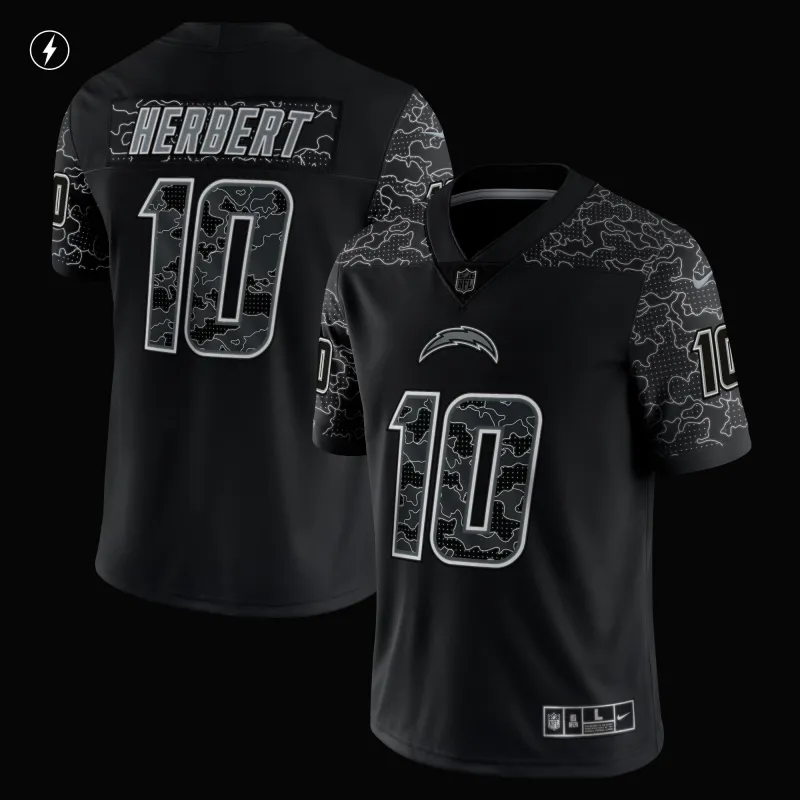 Men's Los Angeles Chargers Justin Herbert Black RFLCTV Limited Jersey