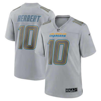 Men's Los Angeles Chargers Justin Herbert Gray Atmosphere Fashion Game Jersey 01