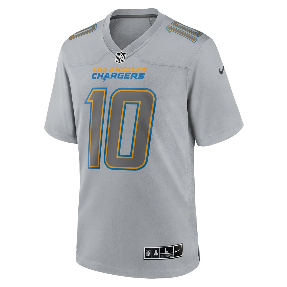 Men's Los Angeles Chargers Justin Herbert Gray Atmosphere Fashion Game Jersey