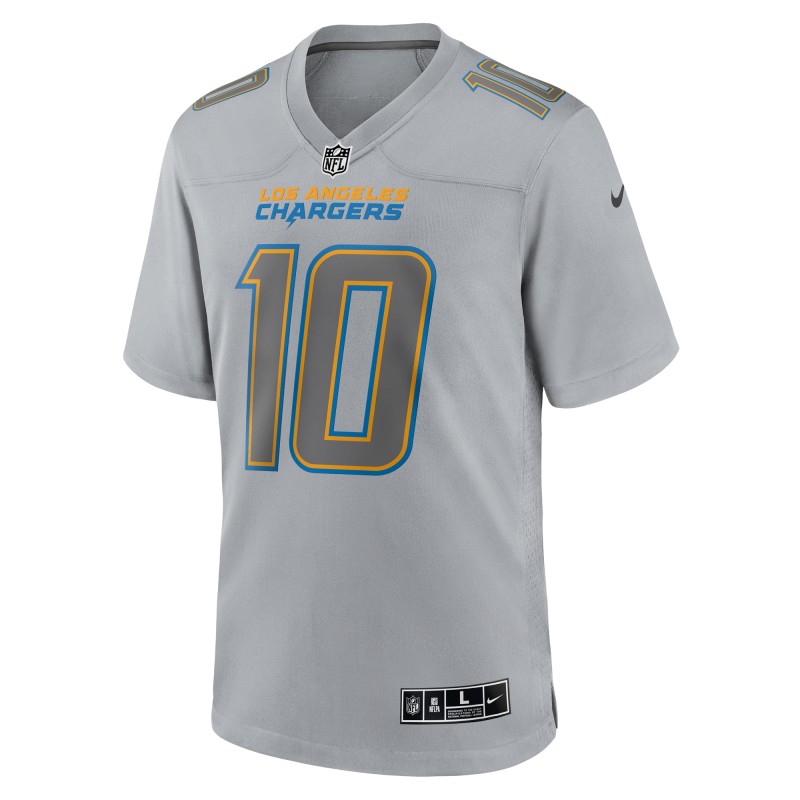 Men's Los Angeles Chargers Justin Herbert Gray Atmosphere Fashion Game Jersey