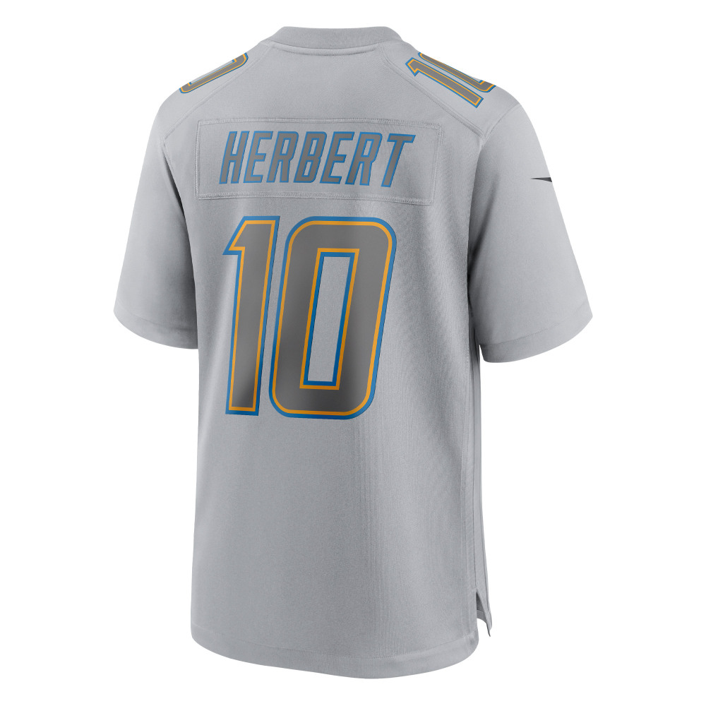 Men's Los Angeles Chargers Justin Herbert Gray Atmosphere Fashion Game Jersey