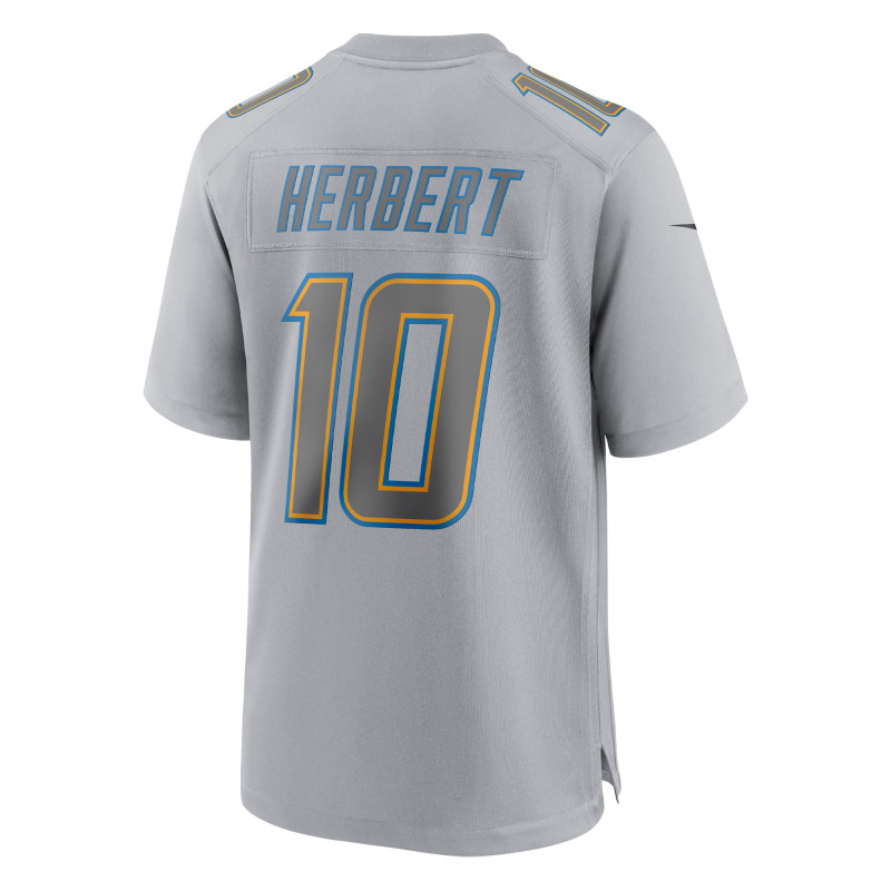 Men's Los Angeles Chargers Justin Herbert Gray Atmosphere Fashion Game Jersey