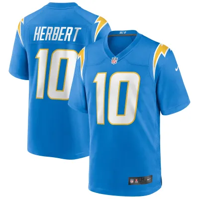 Men's Los Angeles Chargers Justin Herbert Powder Blue Player Game Jersey 01