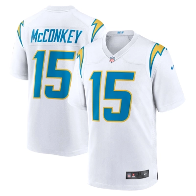 Men's Los Angeles Chargers Ladd McConkey White Game Jersey 01