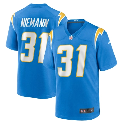 Men's Los Angeles Chargers Nick Niemann Powder Blue Game Player Jersey 01