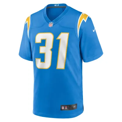Men's Los Angeles Chargers Nick Niemann Powder Blue Game Player Jersey 02