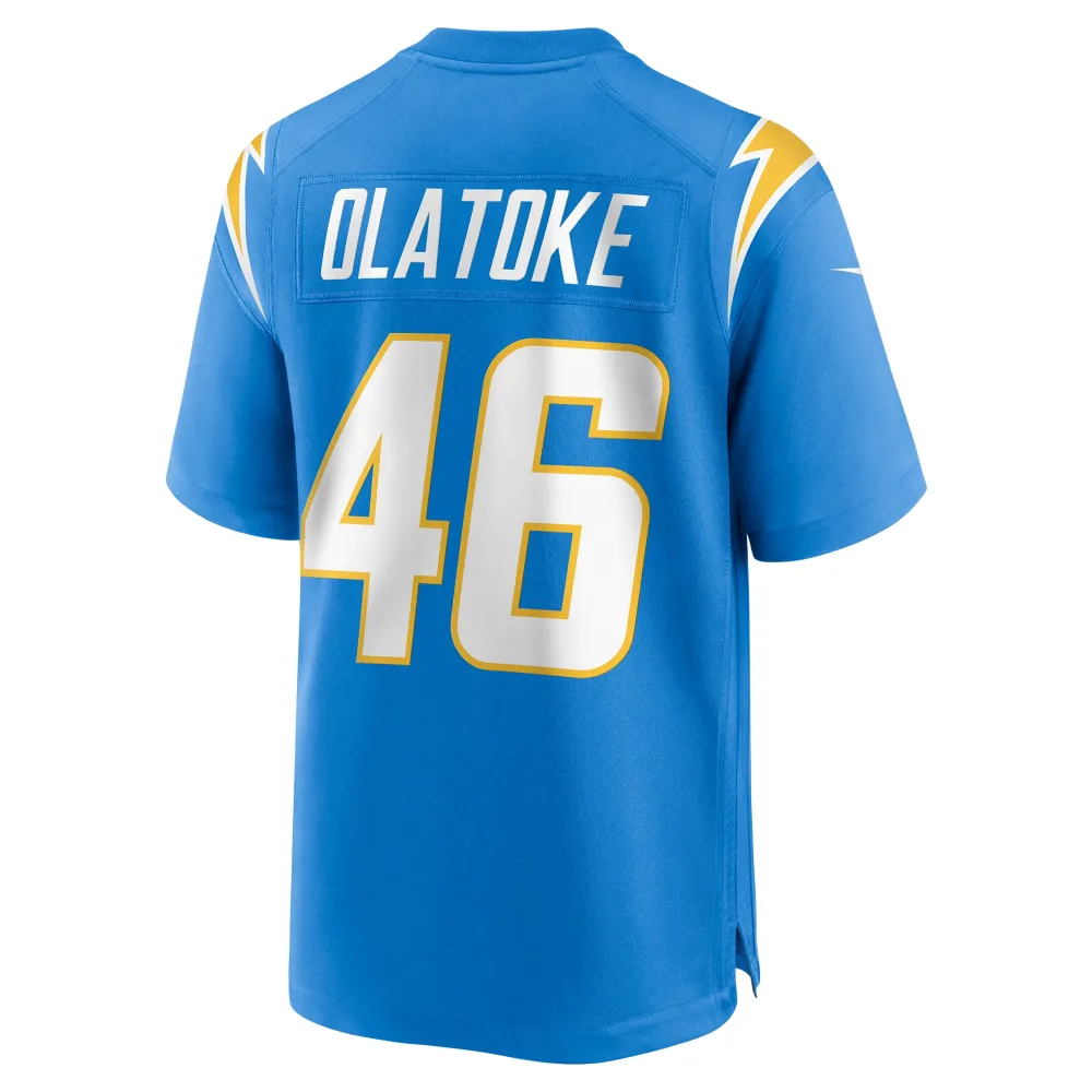 Men's Los Angeles Chargers Praise Olatoke Powder Blue Team Game Jersey
