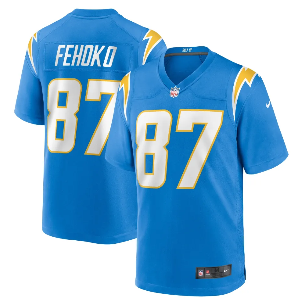 Men's Los Angeles Chargers Simi Fehoko Powder Blue Game Jersey