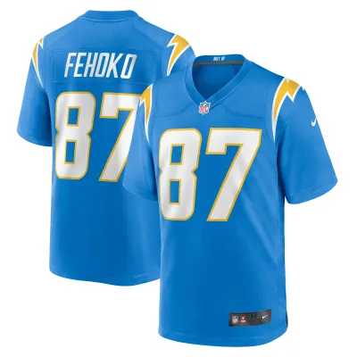 Men's Los Angeles Chargers Simi Fehoko Powder Blue Game Jersey 01