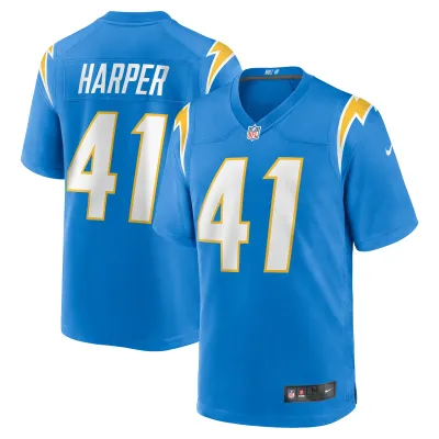 Men's Los Angeles Chargers Thomas Harper Powder Blue Team Game Jersey 01