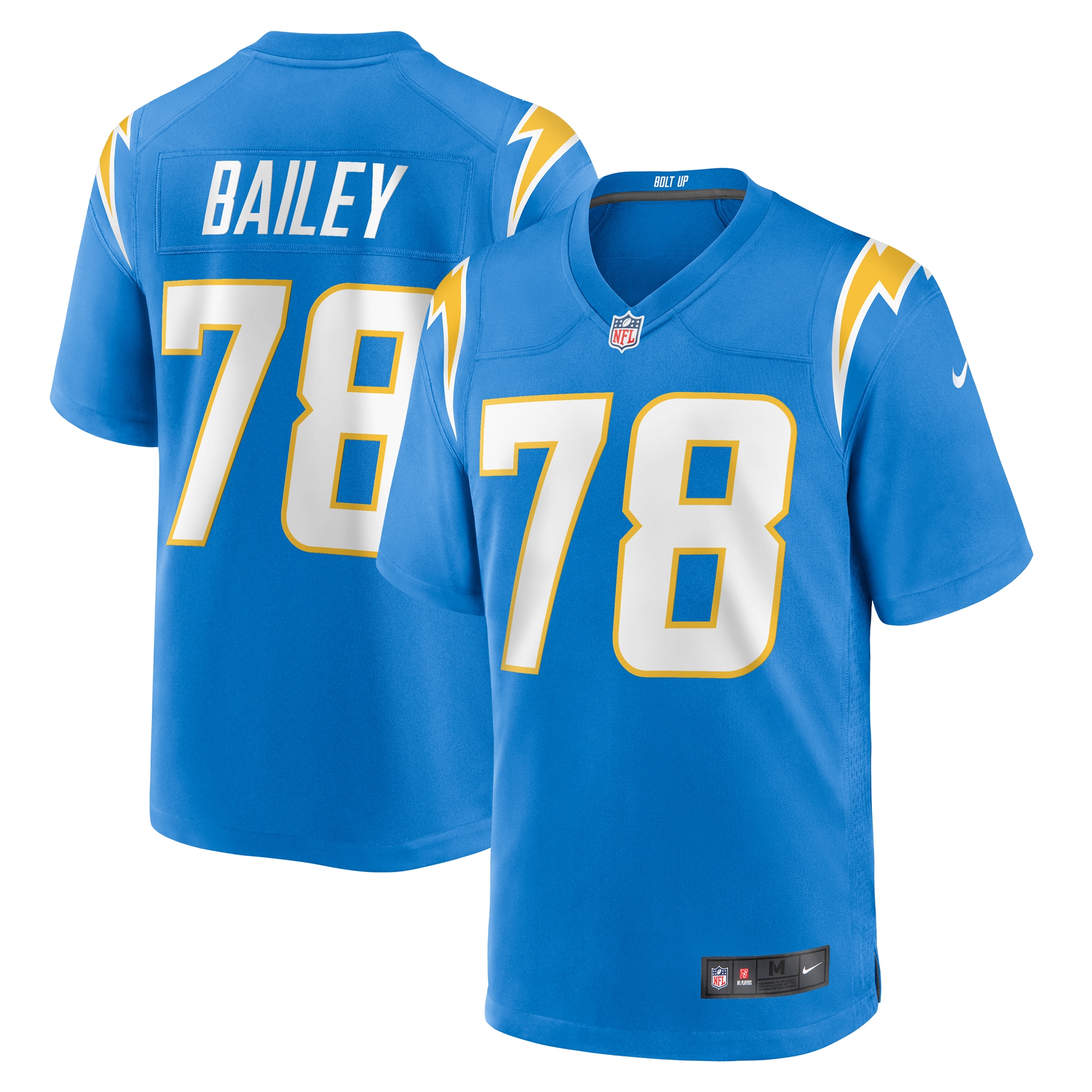Men's Los Angeles Chargers Zack Bailey Powder Blue Player Game Jersey