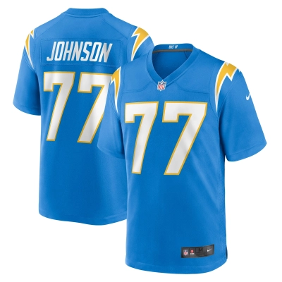 Men's Los Angeles Chargers Zion Johnson Powder Blue Player Game Jersey 01