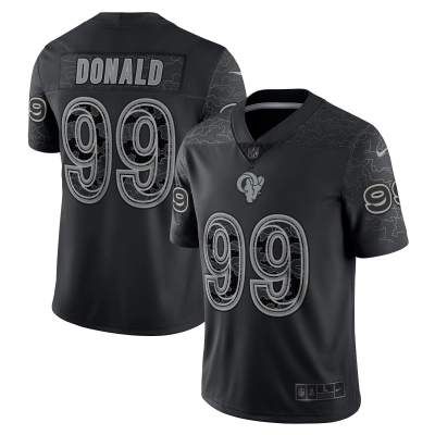 Men's Los Angeles Rams Aaron Donald Black RFLCTV Limited Jersey 01