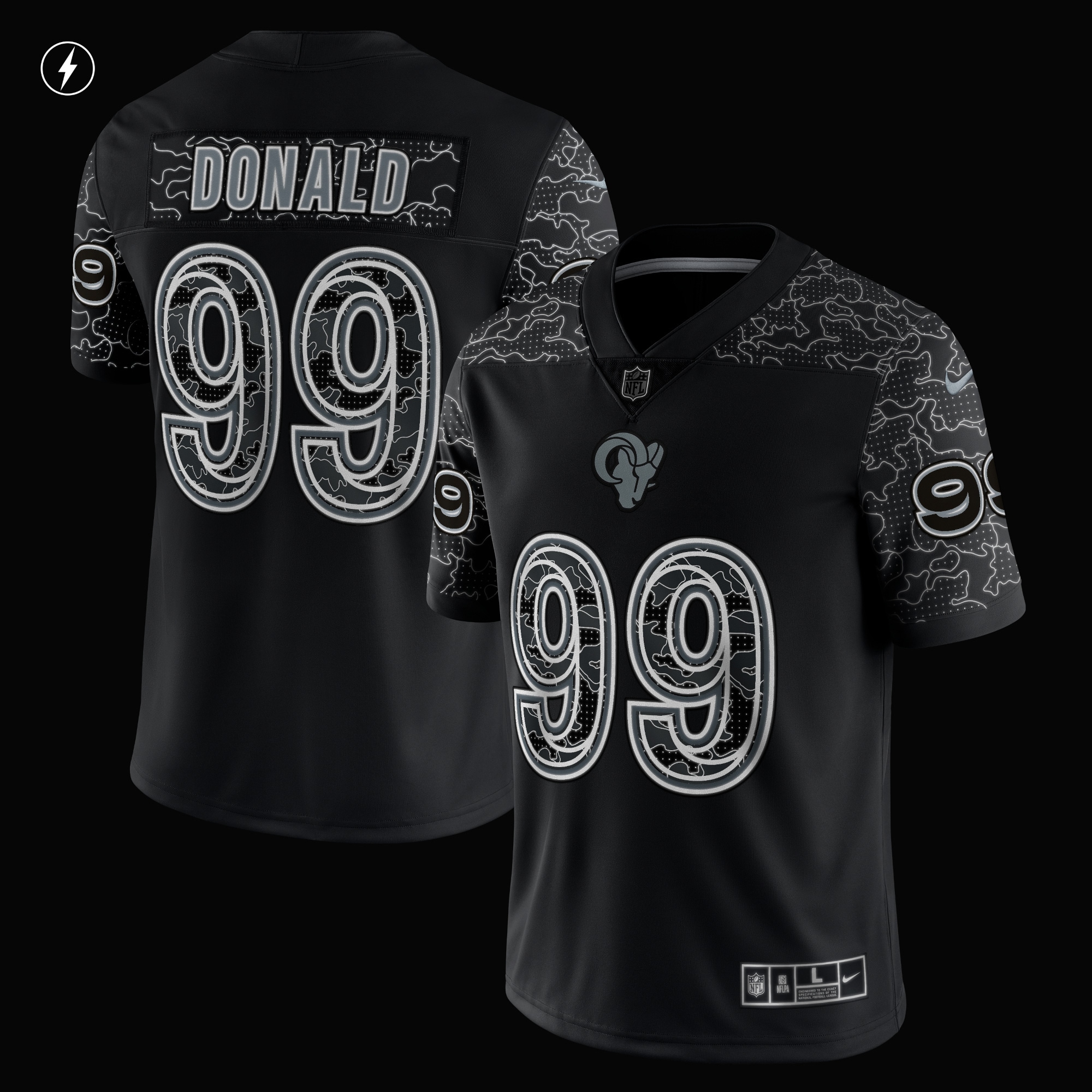 Men's Los Angeles Rams Aaron Donald Black RFLCTV Limited Jersey
