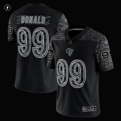 Men's Los Angeles Rams Aaron Donald Black RFLCTV Limited Jersey 02