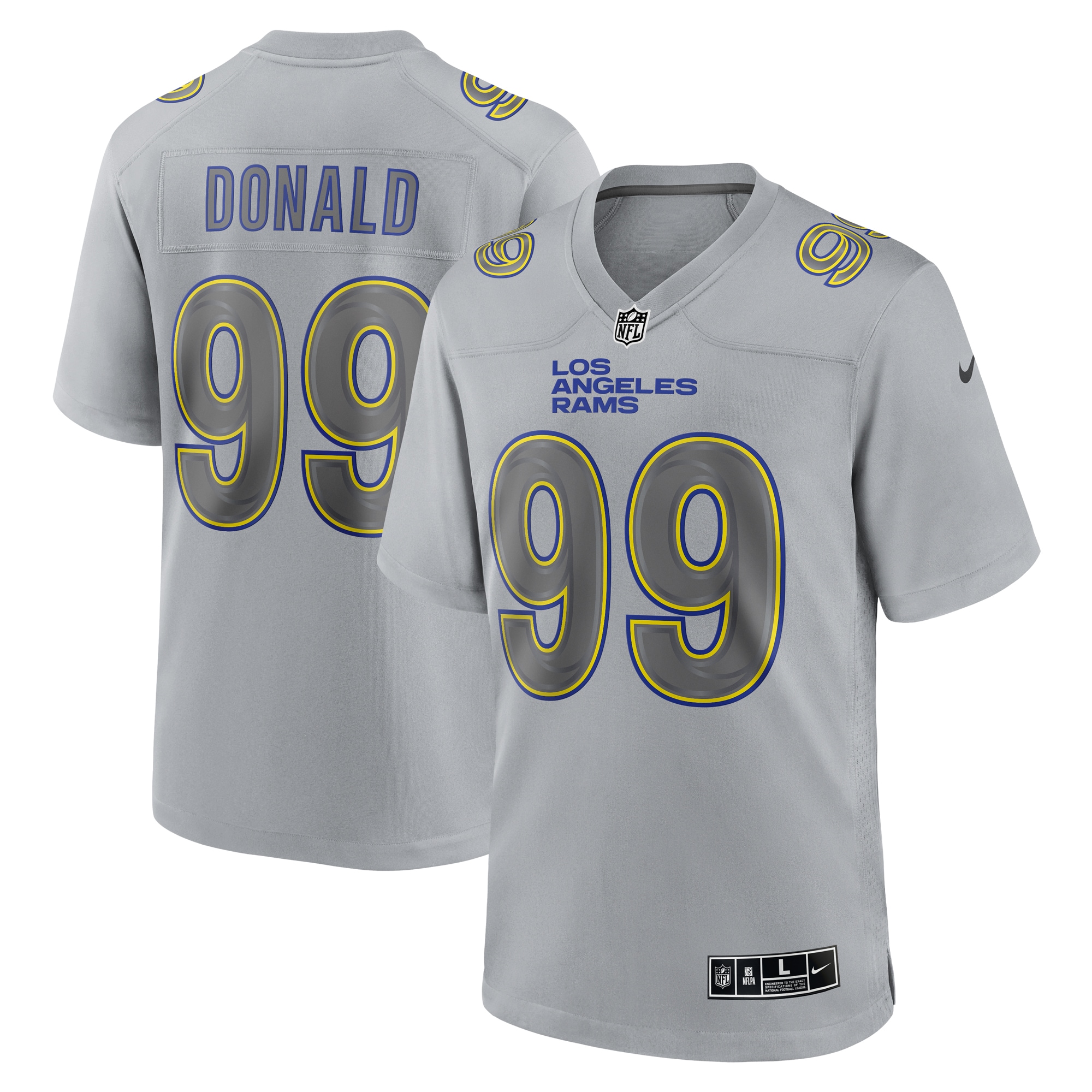 Men's Los Angeles Rams Aaron Donald Gray Atmosphere Fashion Game Jersey