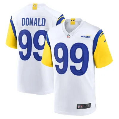 Men's Los Angeles Rams Aaron Donald White Alternate Player Game Jersey 01