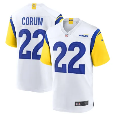 Men's Los Angeles Rams Blake Corum  White Game Jersey 01