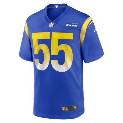 Men's Los Angeles Rams Braden Fiske  Royal Team Game Jersey 02