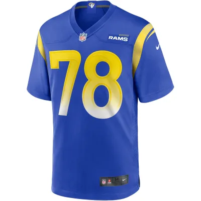Men's Los Angeles Rams Jackie Slater Royal Game Retired Player Jersey 02