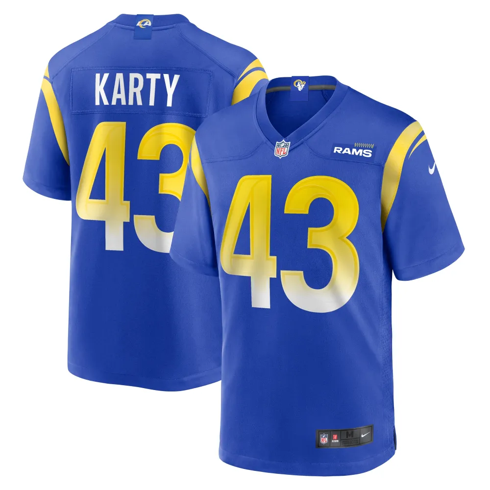Men's Los Angeles Rams Joshua Karty  Royal Team Game Jersey