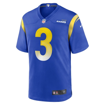 Men's Los Angeles Rams Kamren Curl  Royal Game Jersey 02