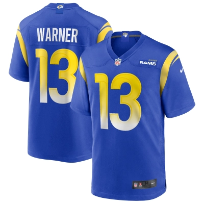 Men's Los Angeles Rams Kurt Warner Royal Game Retired Player Jersey 01