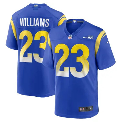 Men's Los Angeles Rams Kyren Williams Royal Game Player Jersey 01