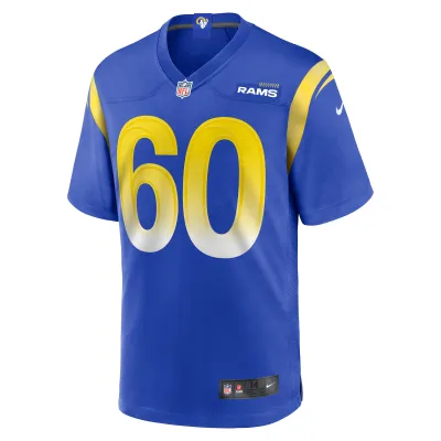 Men's Los Angeles Rams Logan Bruss Royal Game Player Jersey 02