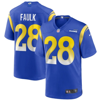 Men's Los Angeles Rams Marshall Faulk Royal Game Retired Player Jersey 01