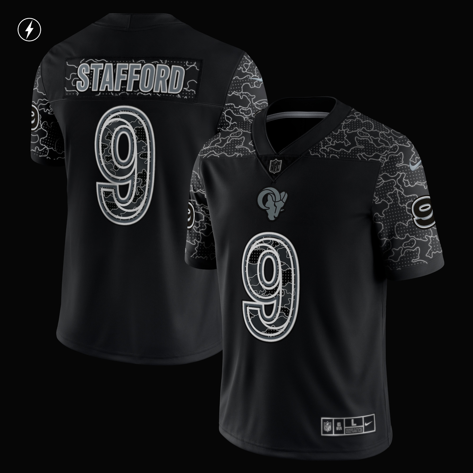 Men's Los Angeles Rams Matthew Stafford Black RFLCTV Limited Jersey