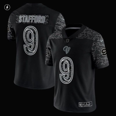 Men's Los Angeles Rams Matthew Stafford Black RFLCTV Limited Jersey 02