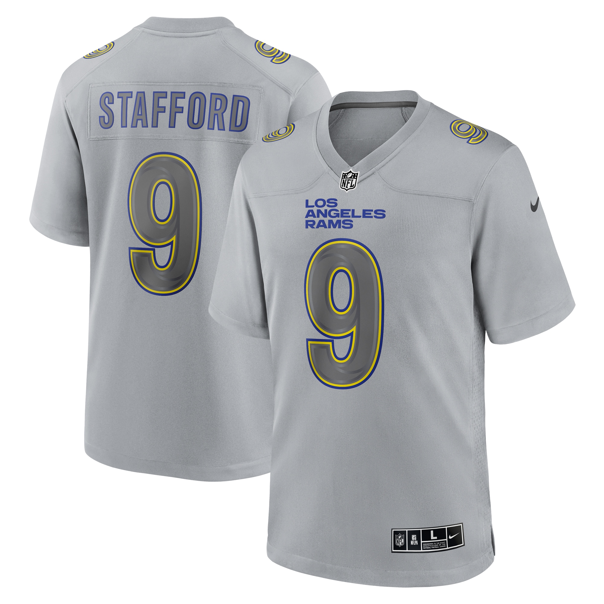 Men's Los Angeles Rams Matthew Stafford Gray Atmosphere Fashion Game Jersey