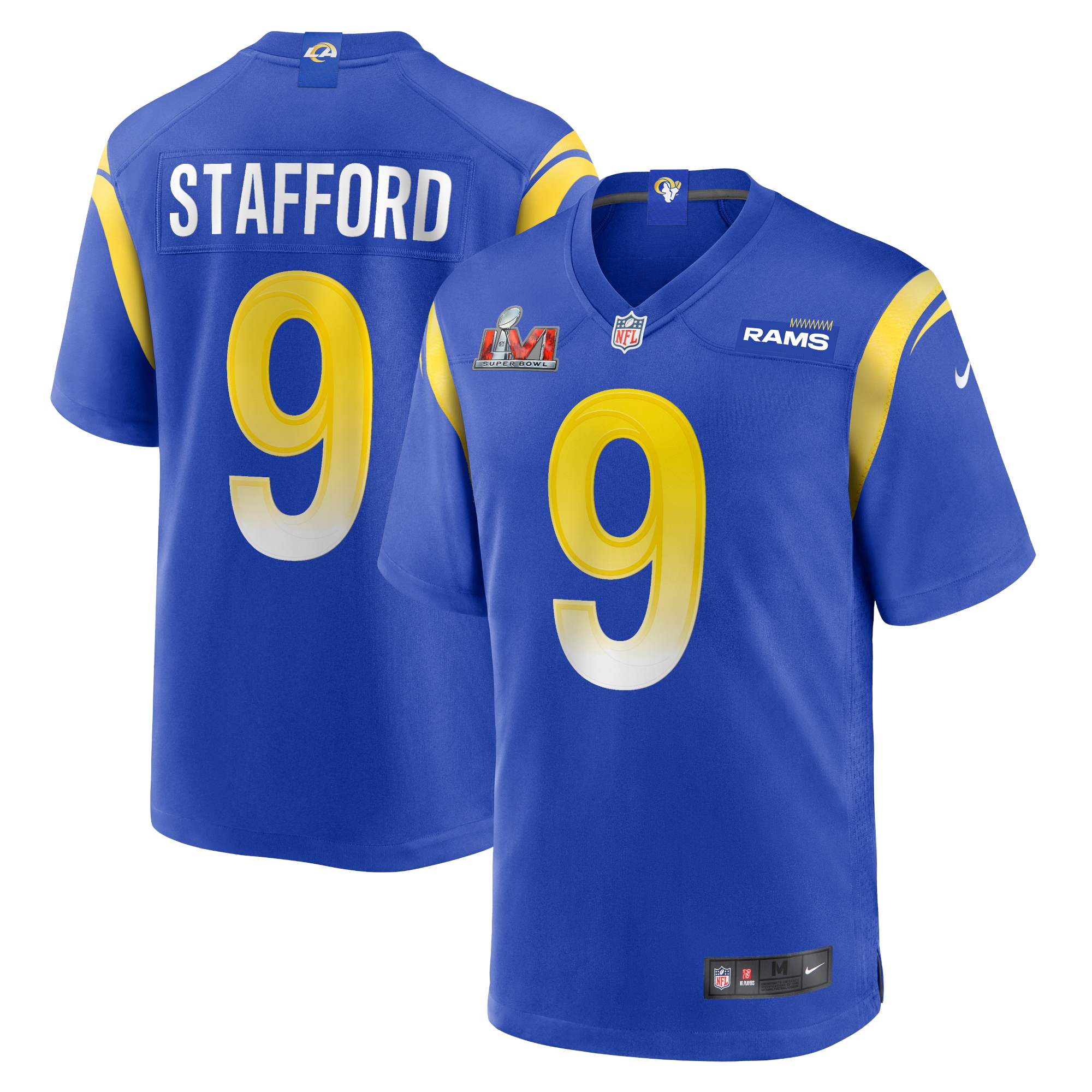 Men's Los Angeles Rams Matthew Stafford Royal Super Bowl LVI Game Patch Jersey