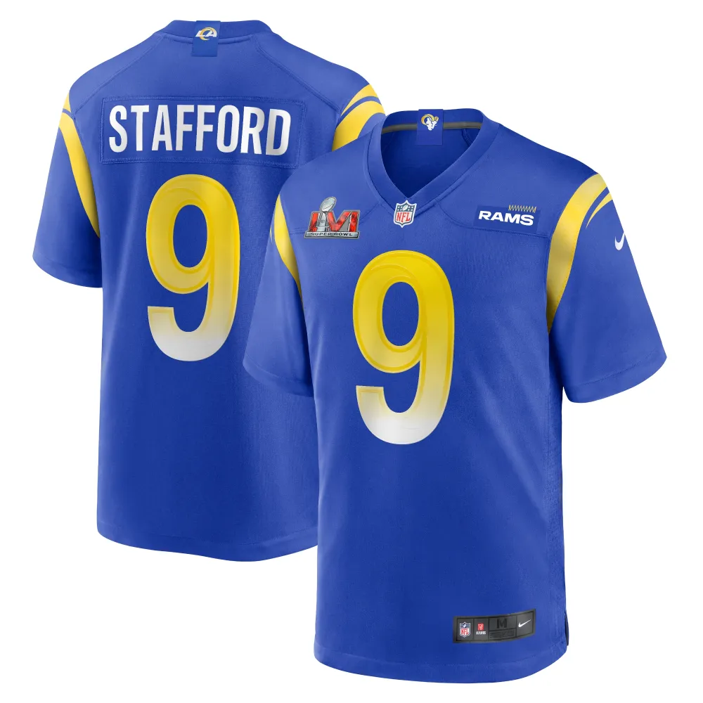 Men's Los Angeles Rams Matthew Stafford  Royal Super Bowl LVI Game Patch Jersey