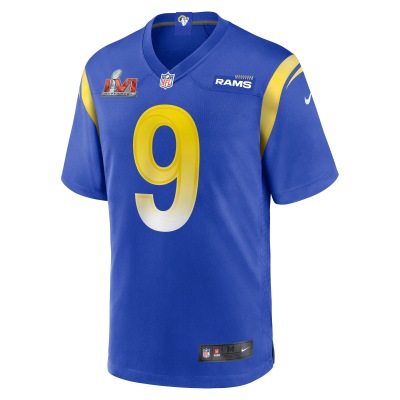 Men's Los Angeles Rams Matthew Stafford Royal Super Bowl LVI Game Patch Jersey 02