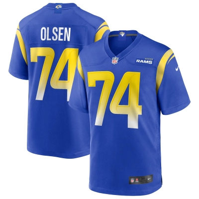 Men's Los Angeles Rams Merlin Olsen Royal Game Retired Player Jersey 01
