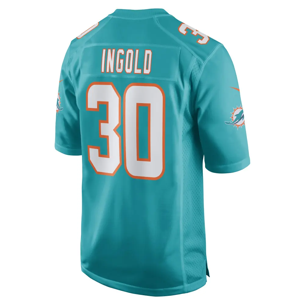 Men's Miami Dolphins Alec Ingold Aqua Game Player Jersey