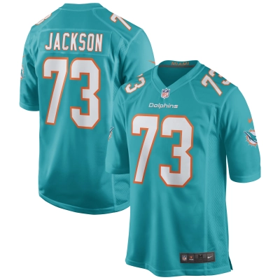 Men's Miami Dolphins Austin Jackson Aqua Player Game Jersey 01